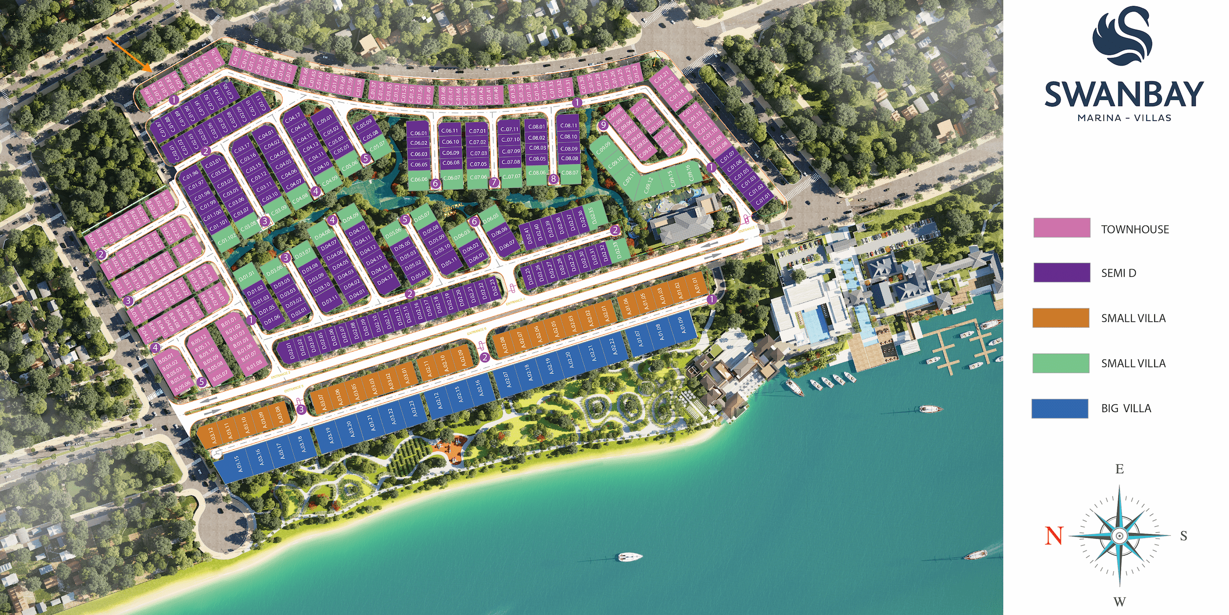 Nhà Phố Biệt Thự Swanbay Marina Villas Zone 8 Đảo Đại Phước 464,5ha 