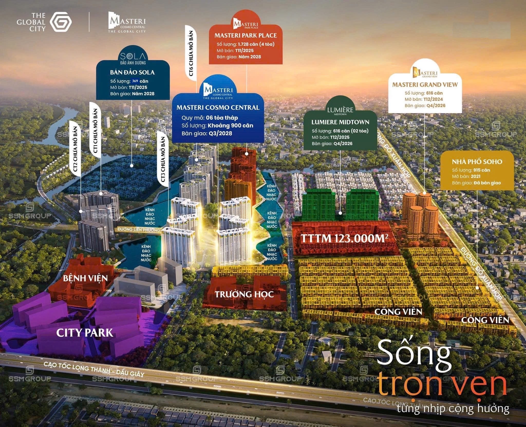Mặt bằng tổng thể dự án The Global City khu Rạch Chiếc Quận 2 cũ
