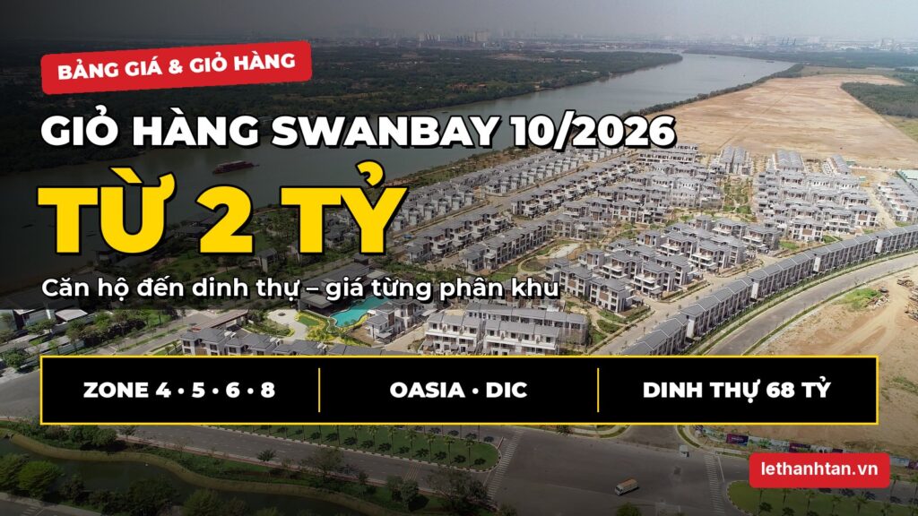 Giỏ hàng Swanbay tháng 10/2026: Bảng giá chuyển nhượng từng phân khu, từ căn hộ 2 tỷ đến dinh thự 68 tỷ