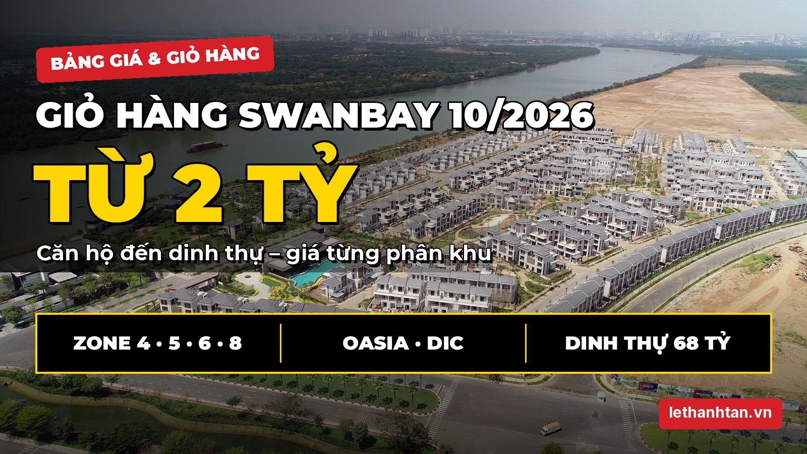 Giỏ hàng Swanbay 2026: Bảng giá chuyển nhượng từng phân khu, từ căn hộ 2 tỷ đến dinh thự 68 tỷ