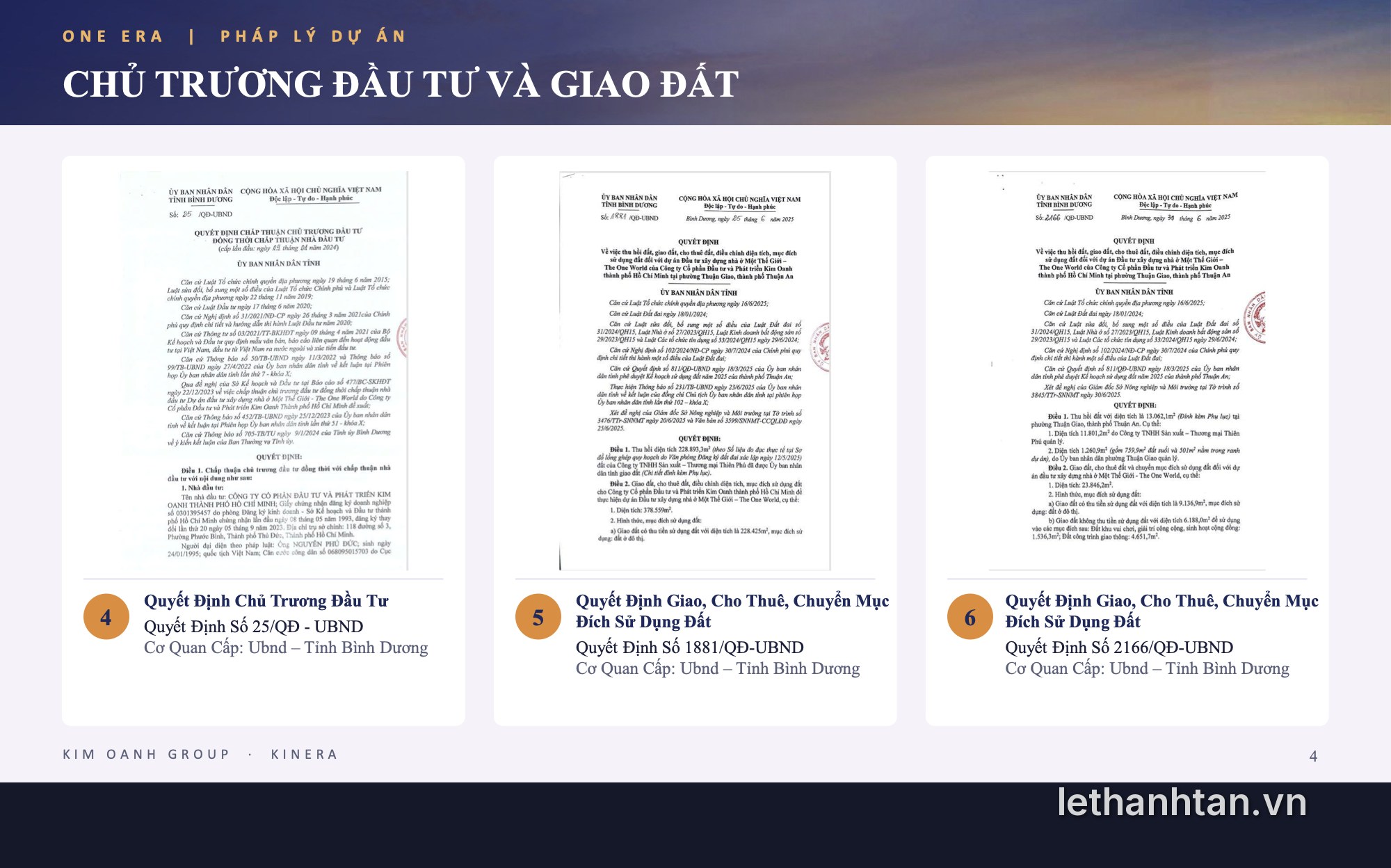 Quyết định chủ trương đầu tư và giao đất One Era