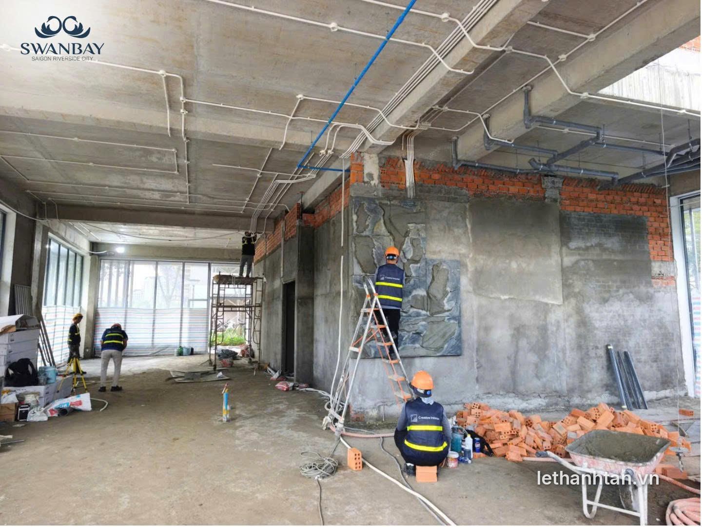 Thi công nội thất bên trong clubhouse Oasia Swanbay