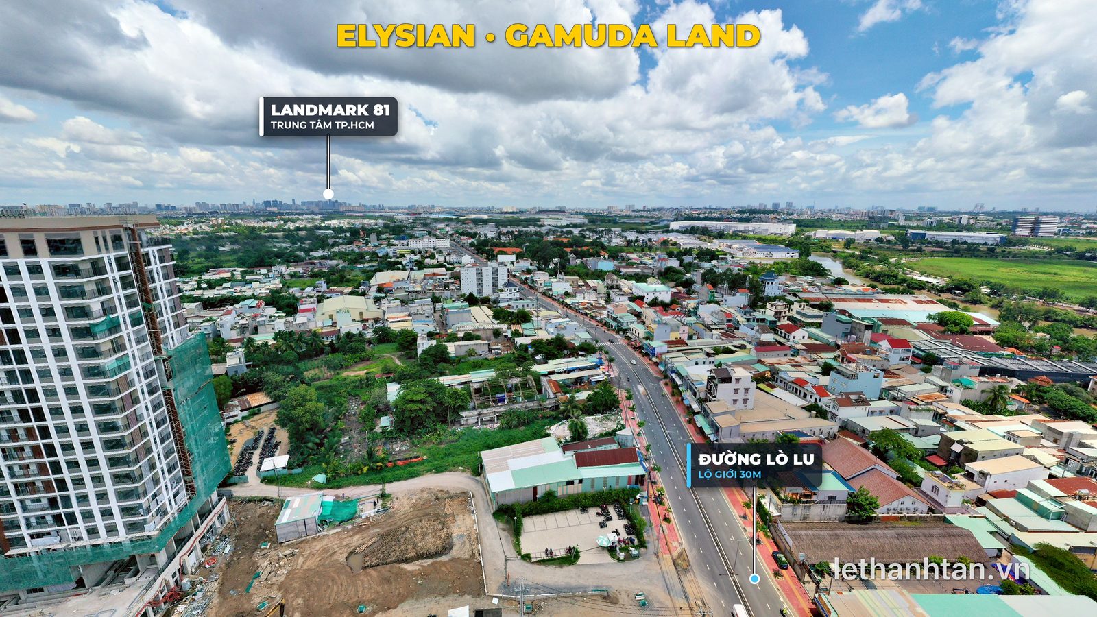 Đường Lò Lu 30m và Elysian nhìn về hướng Landmark 81