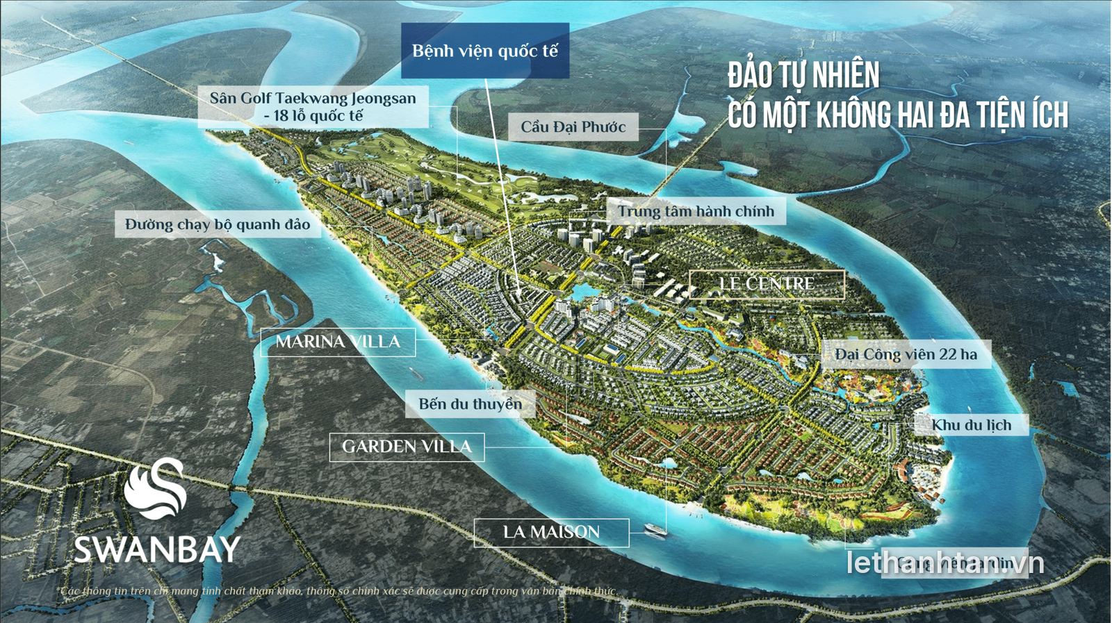 Mặt bằng tổng thể và vị trí các phân khu Swanbay trên đảo Đại Phước