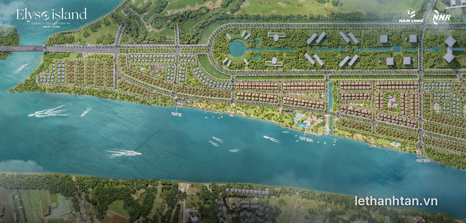 Mặt bằng tổng thể Elyse Island nhìn từ trên cao dọc sông Đồng Nai
