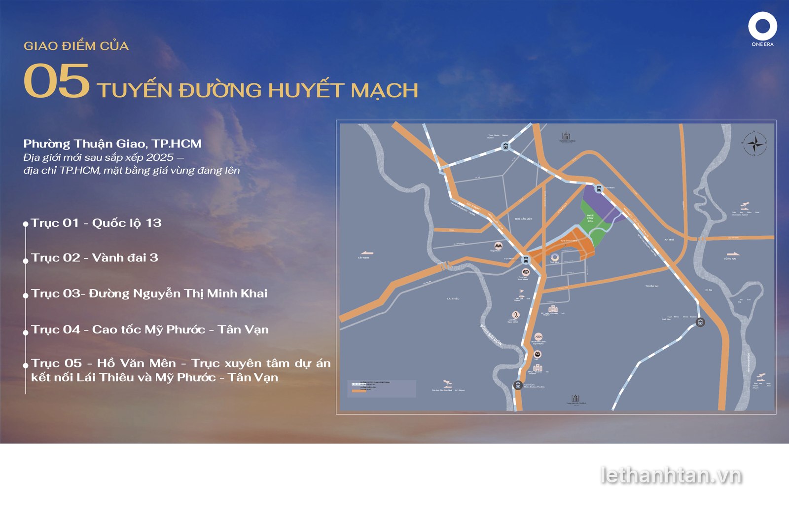 Vị trí One Era giao điểm 5 trục đường huyết mạch