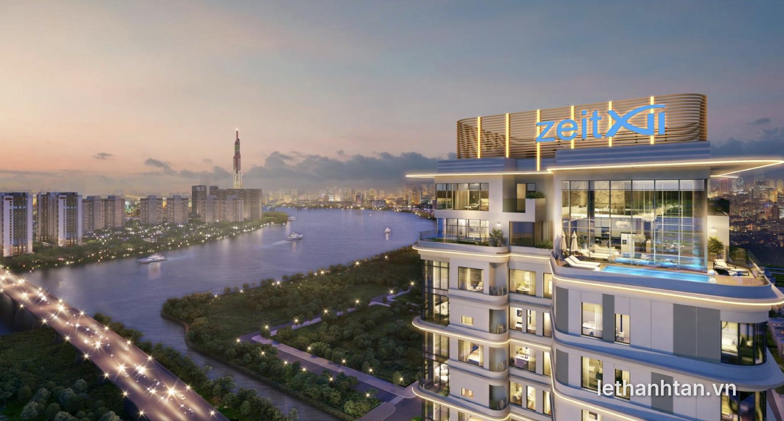 View từ căn penthouse và duplex Suro Collection Saigon ra sông Sài Gòn